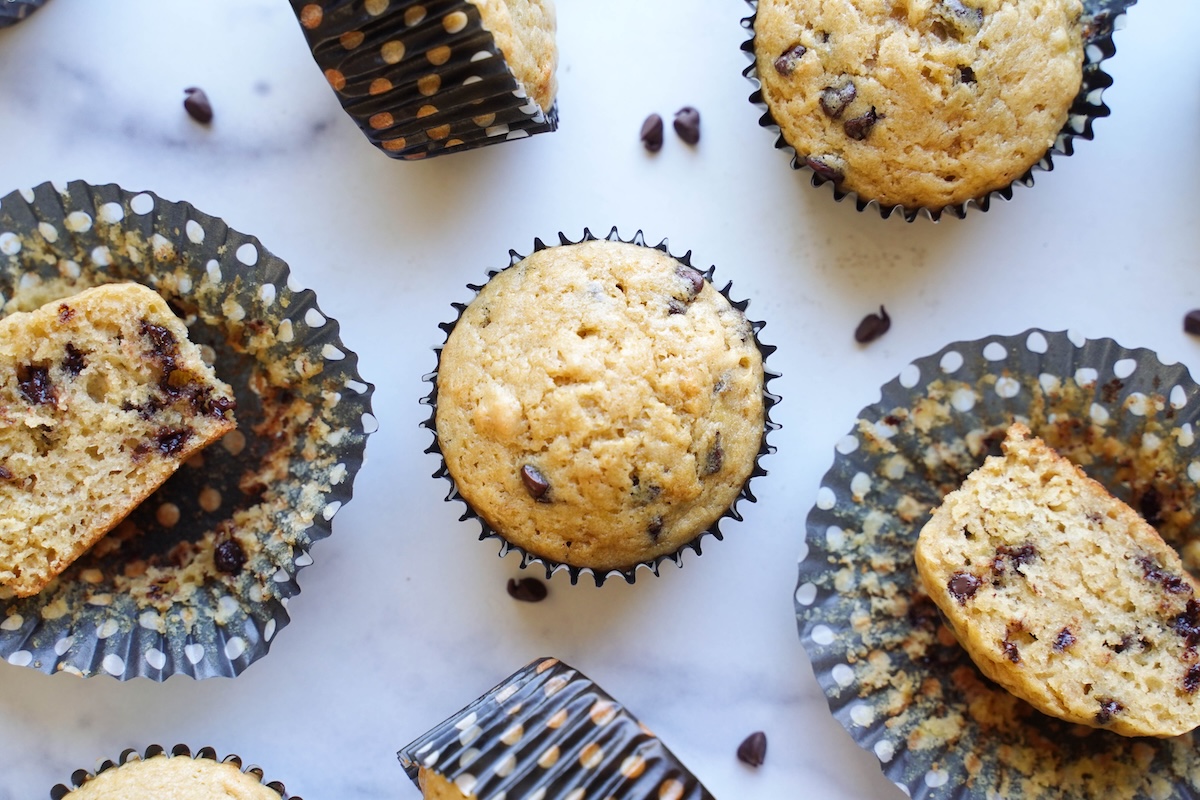 Sourdough banana muffins with chocolate chips