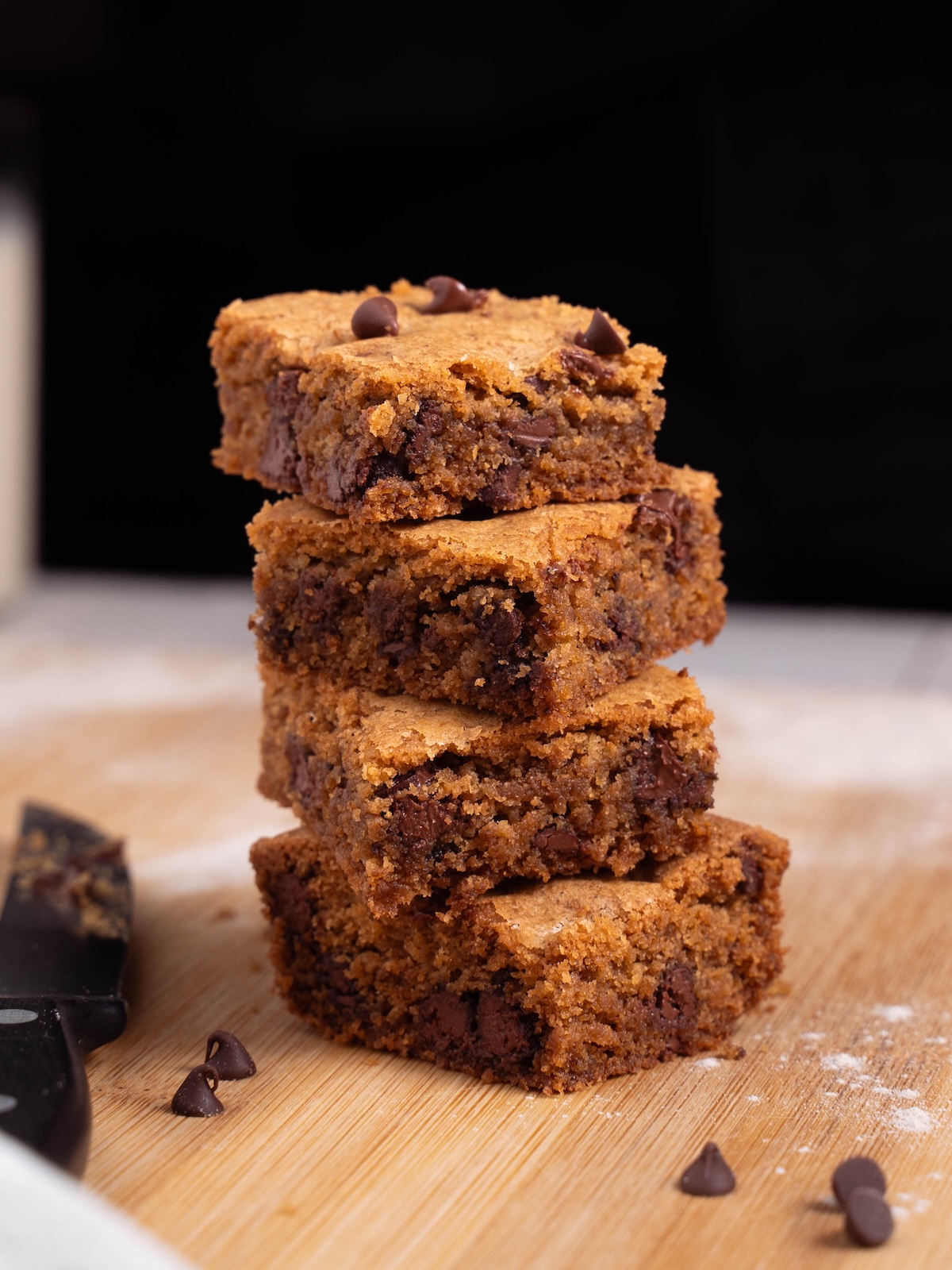 A stack of chocolate chip blondies