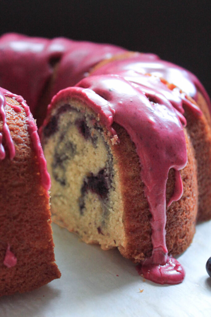 Interior of a blueberry swirl cake