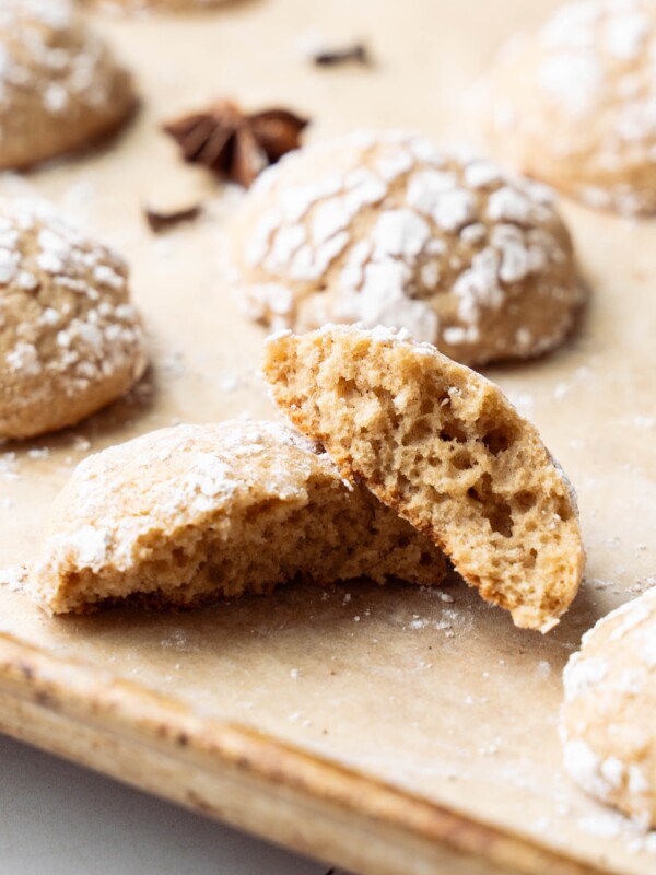 Chai spice cookie broken in half