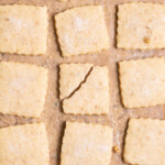 Chamomile shortbread cookies, with one broken in half