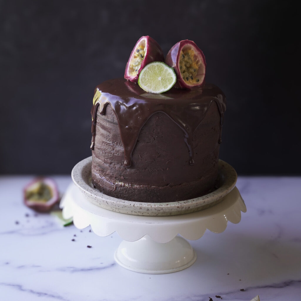 Chocolate passionfruit layer cake