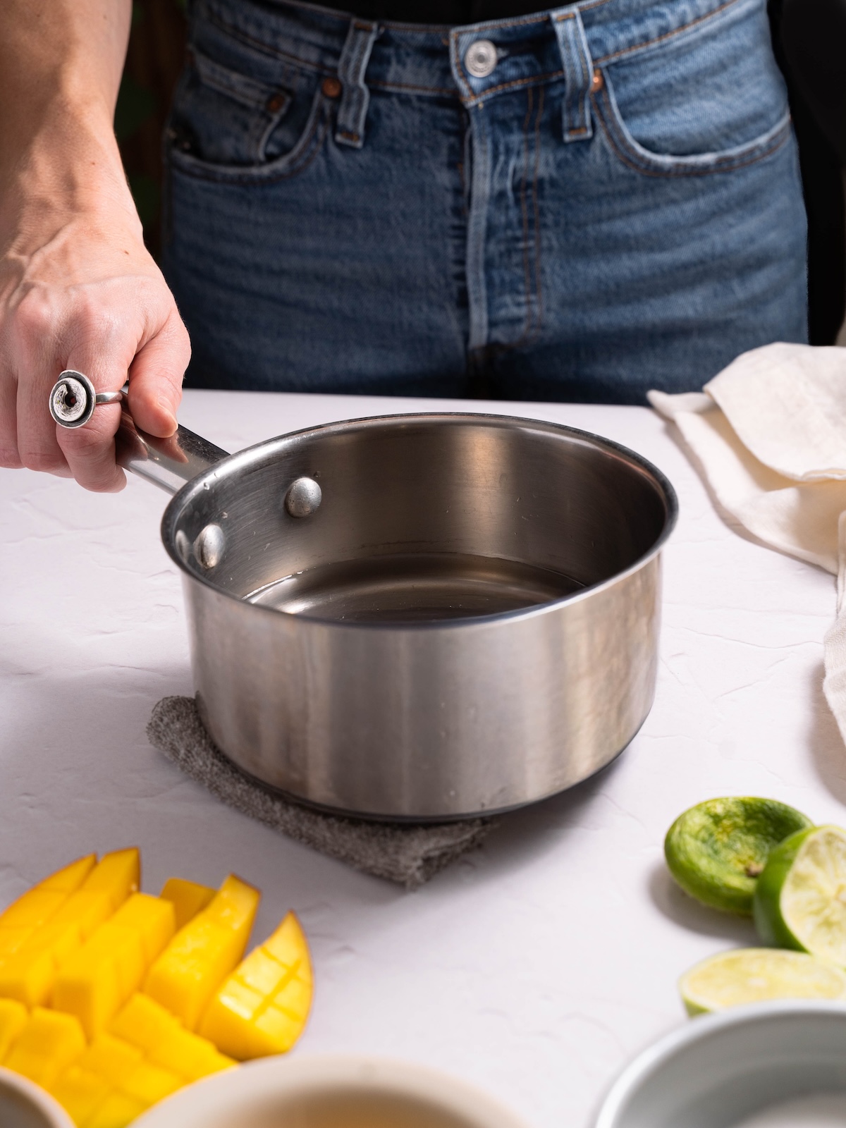 Two step process for setting up a simple double boiler