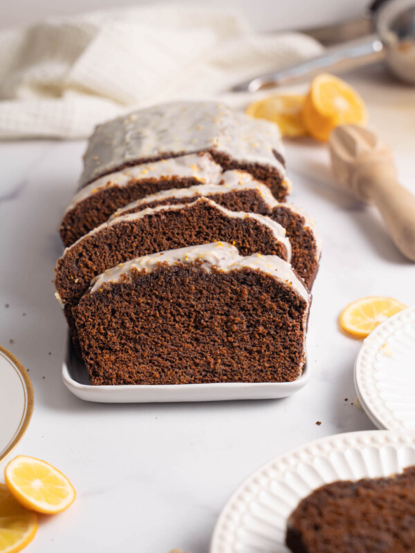 Close. up slices of lemon gingerbread cake