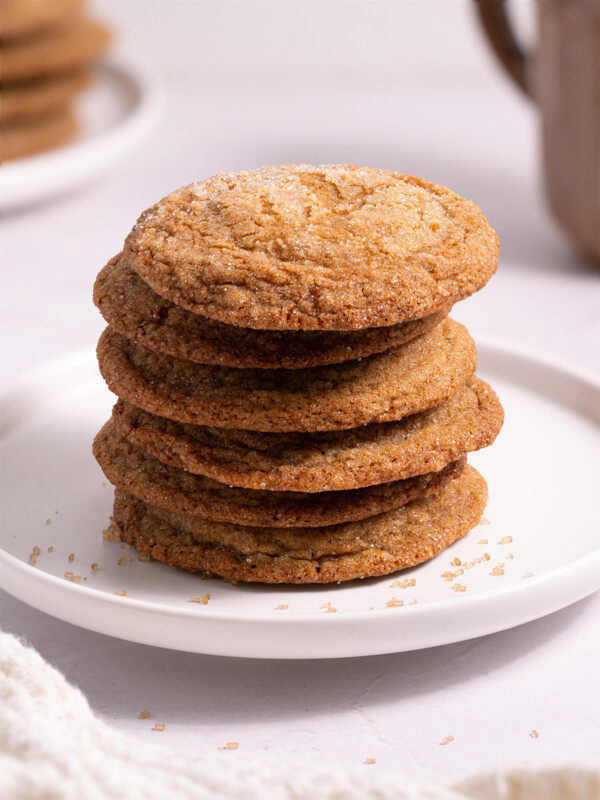 A stack of molasses crinkle cookies