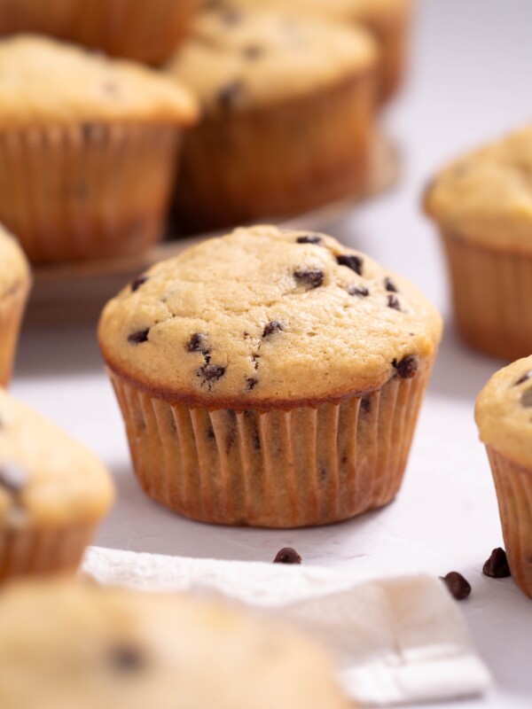 A batch of banana sourdough chocolate chip muffins