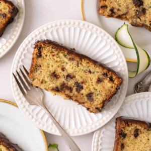 Slices of zucchini chocolate cake