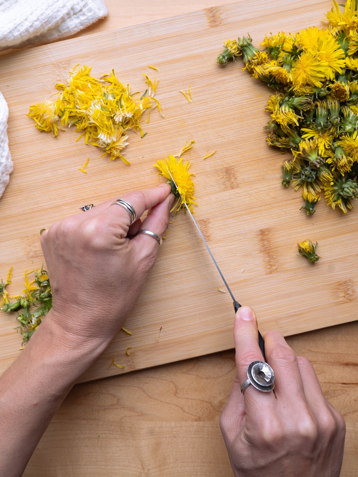 Cutting a flower from its base