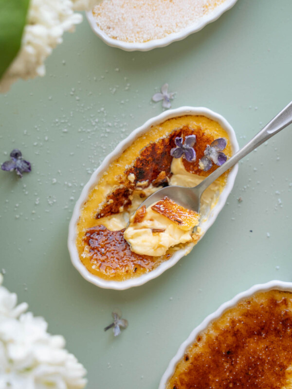 Breaking into a a lilac crème brûlée