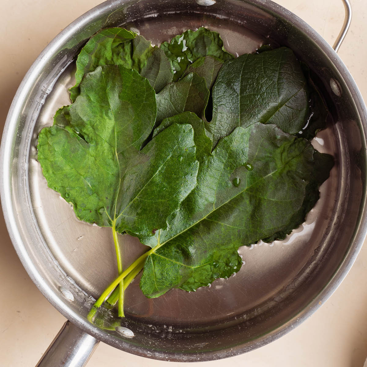 Fig leaves infusing in simple syrup