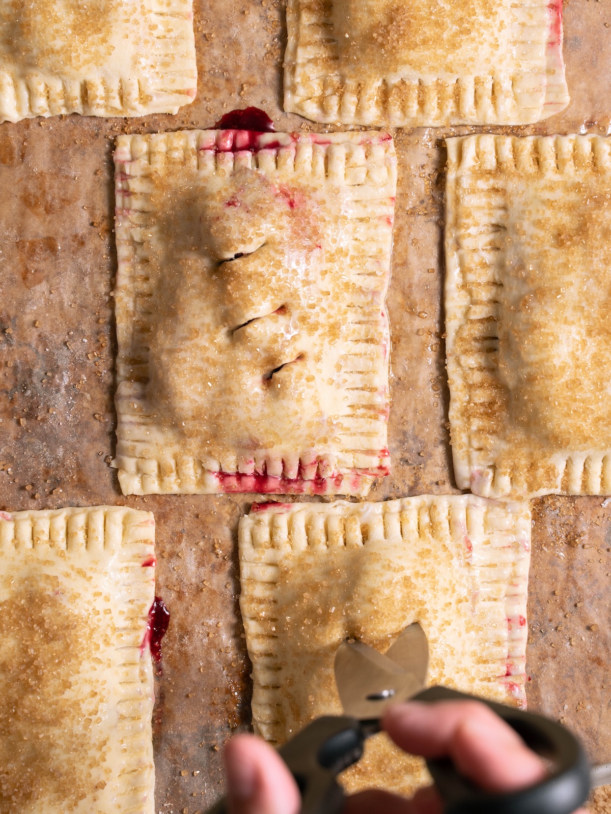 Cutting vents in puff pastry pies before baking