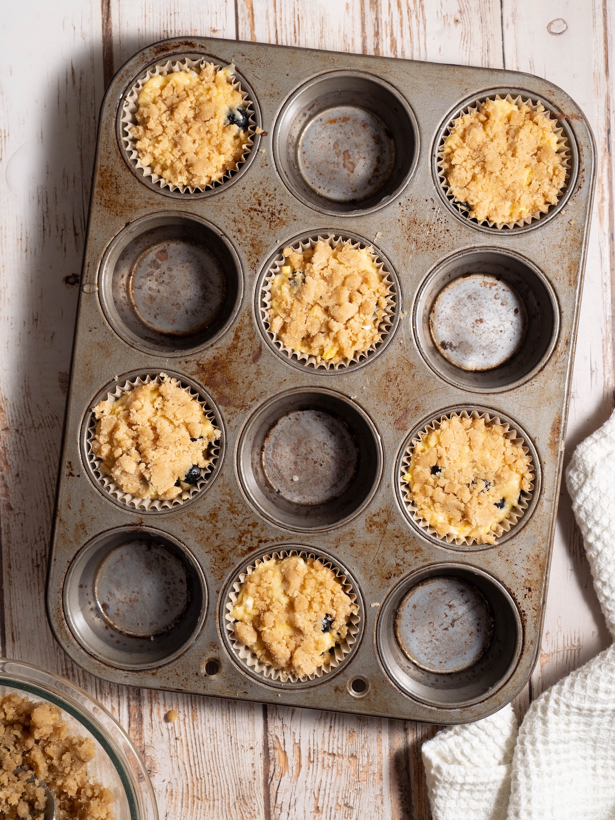 Blueberry corn muffins before baking