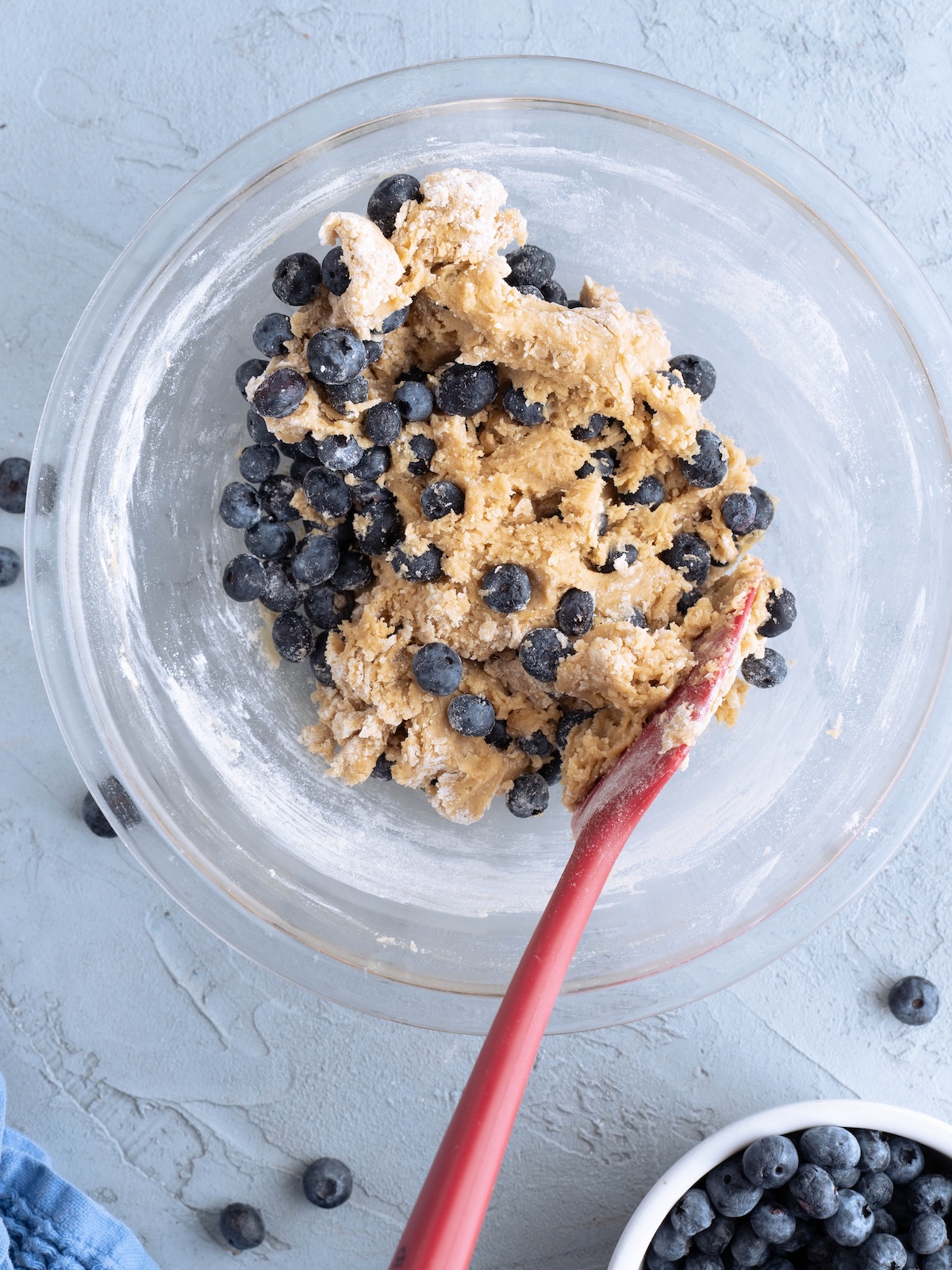 Cookie dough mixed with fresh blueberries
