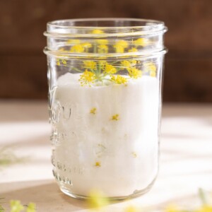 A jar of fennel pollen sugar