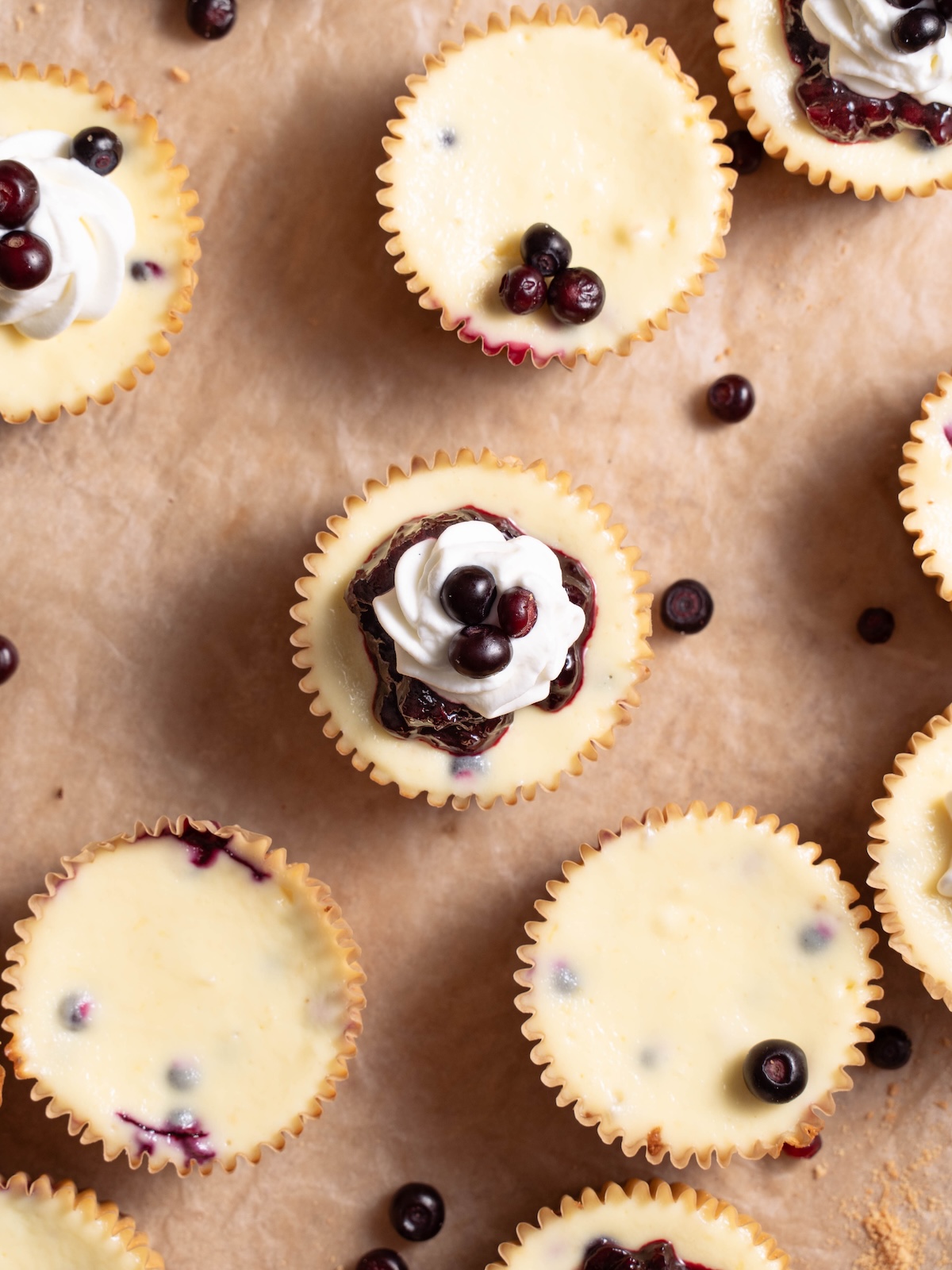 Huckleberry cheesecakes and fresh huckleberries