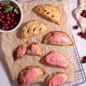 Apple hawthorn hand pies with pink hawthorn glaze