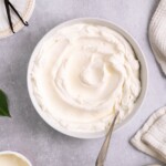 A bowl of creme fraiche whipped cream