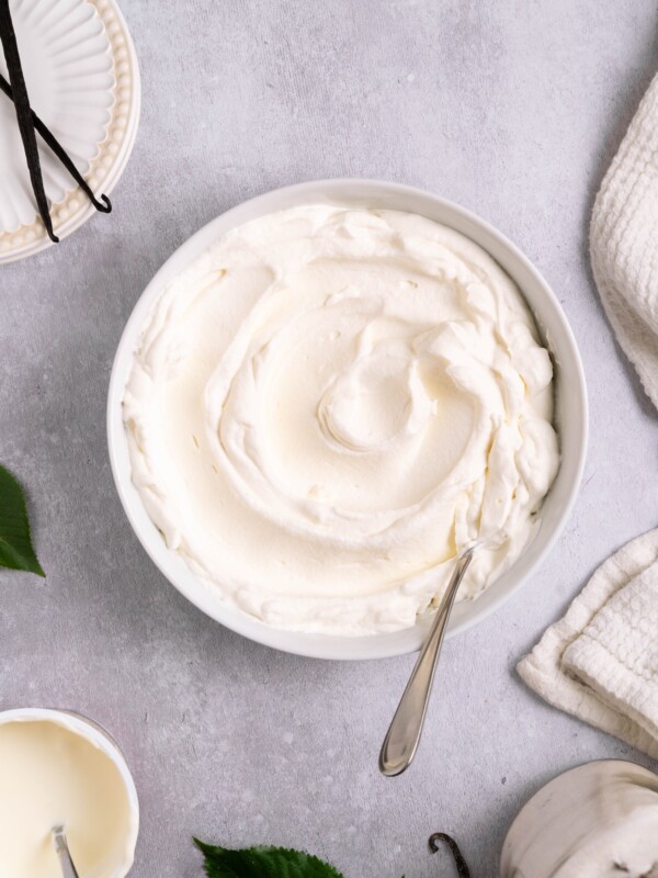 A bowl of creme fraiche whipped cream