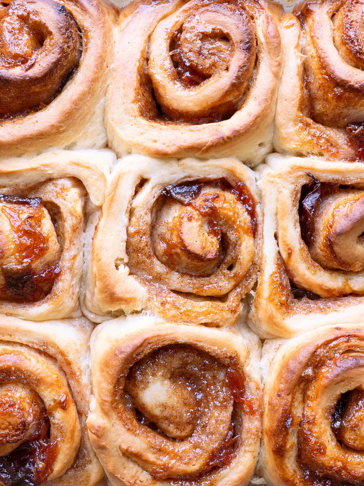 Plum cinnamon rolls just after baking