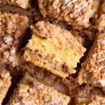 Closeup look at the interior of an apple cinnamon coffee cake