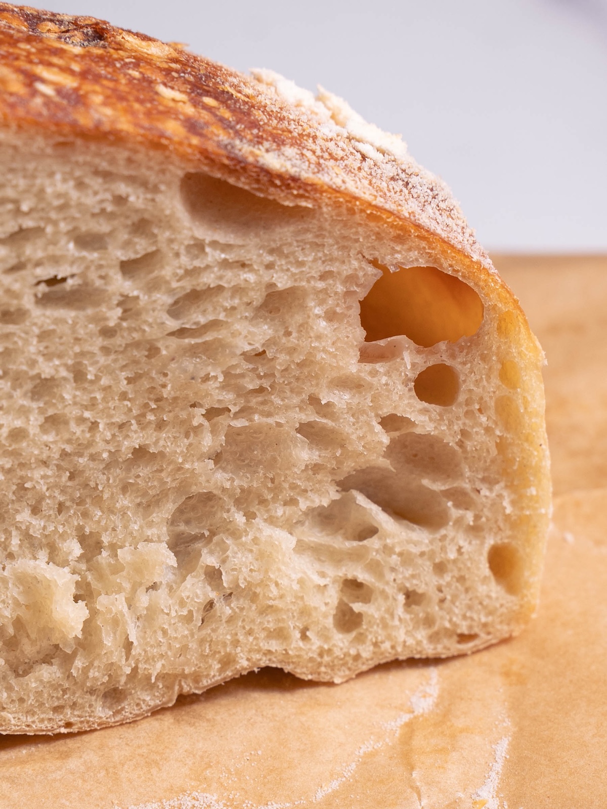 A closeup look at a simple sourdough bread