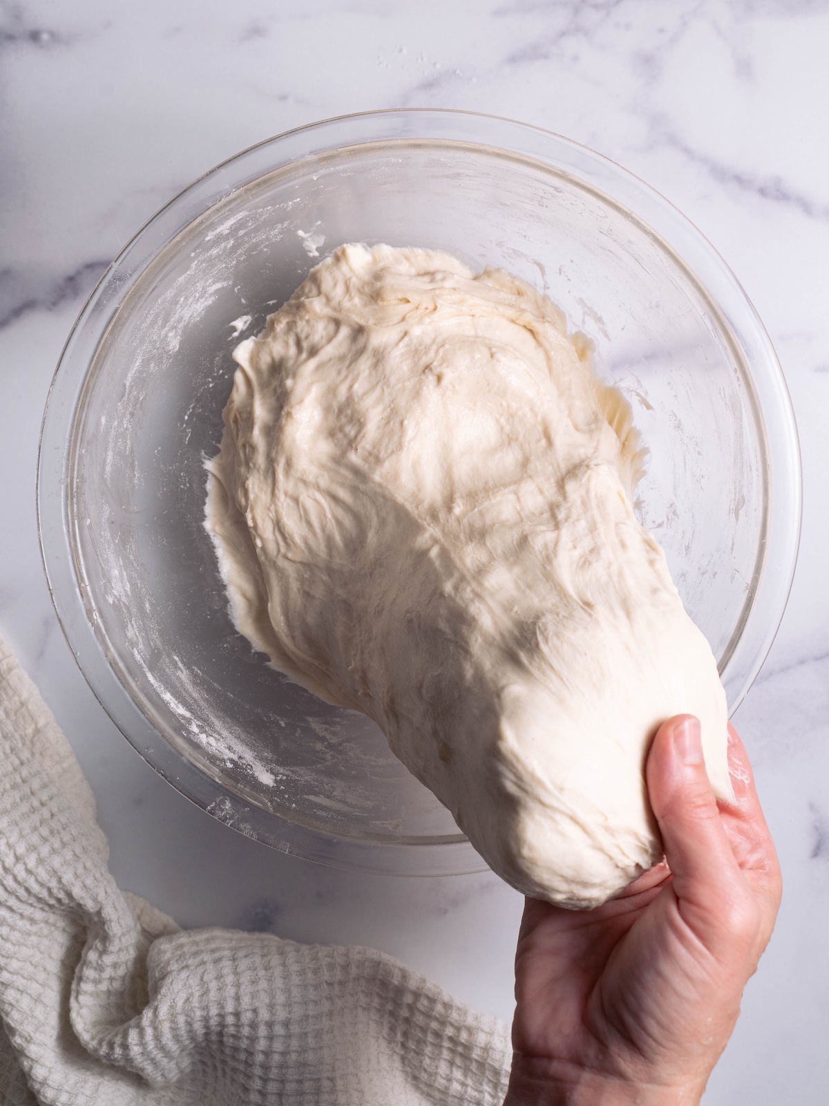 Stretching sourdough to build gluten