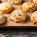 Savory sourdough scones on a baking sheet