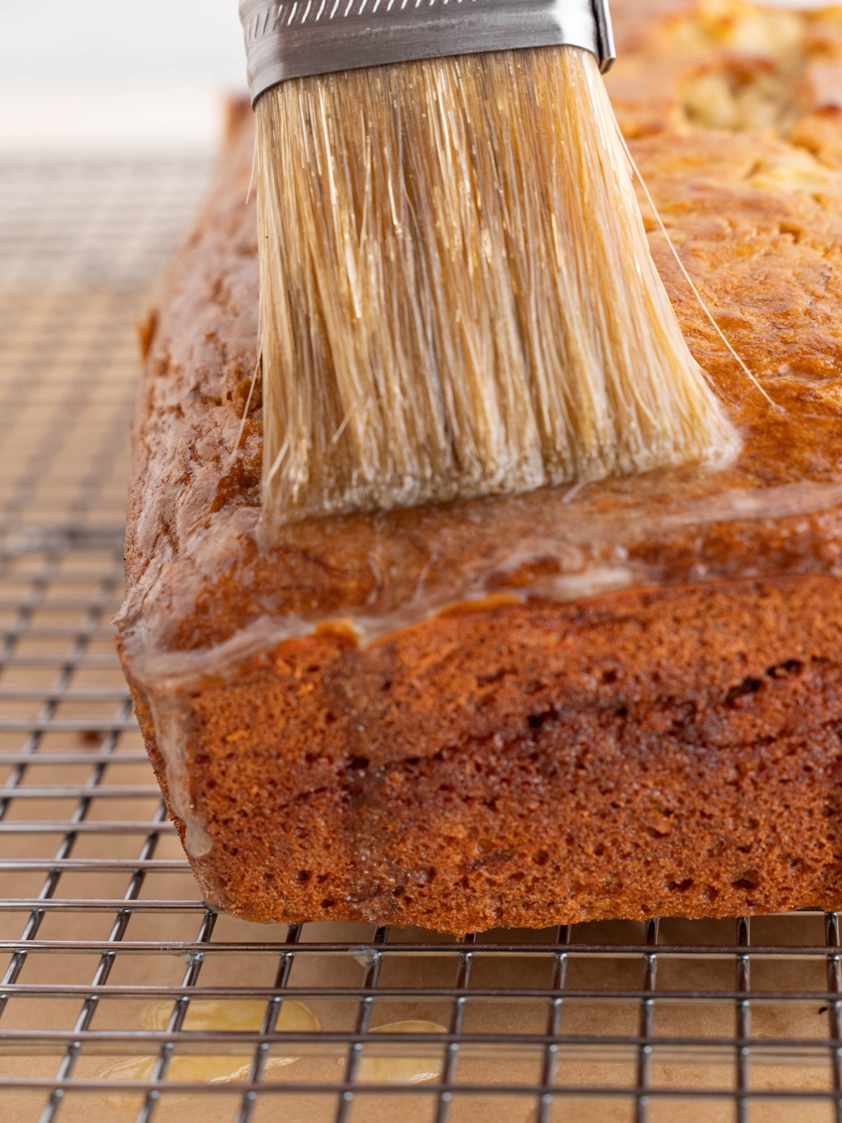 Brushing quick bread with melted butter