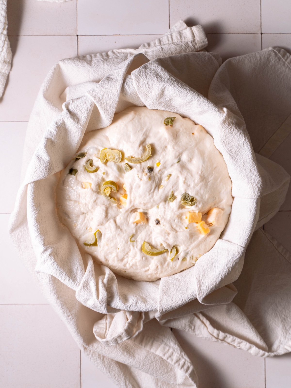 Perfectly proofed jalapeño cheddar sourdough bread
