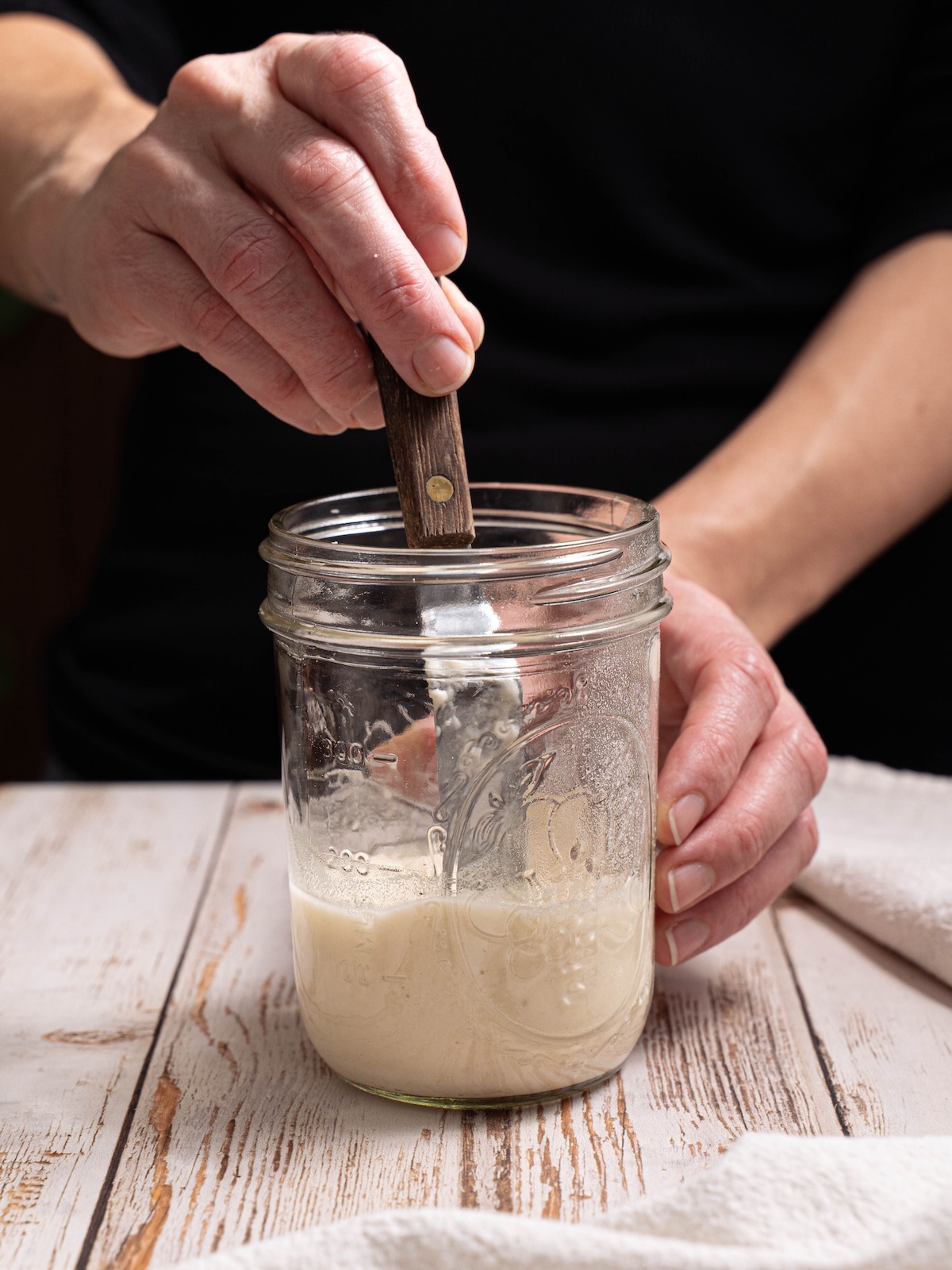 Feeding sourdough starter