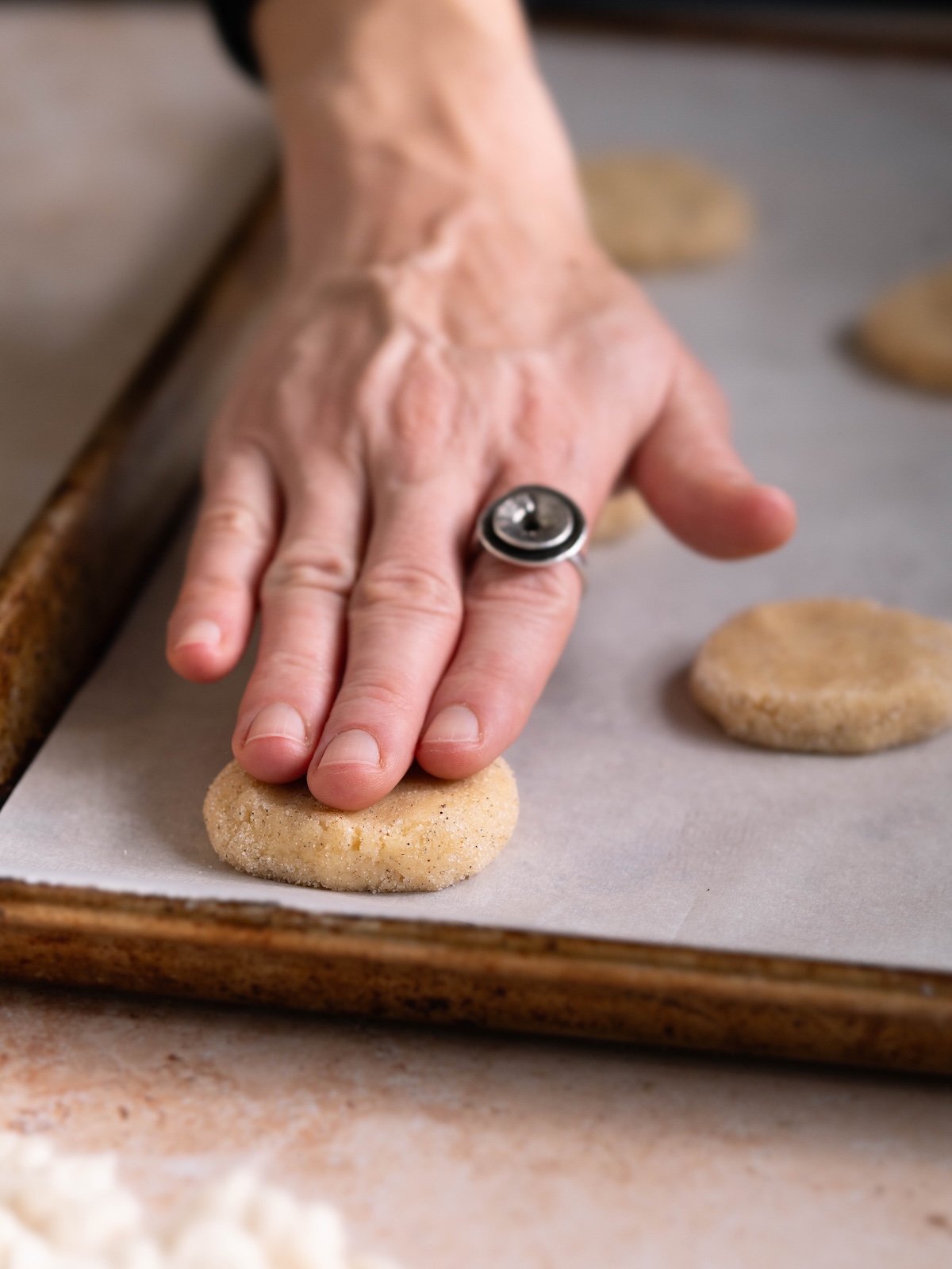 Flattening cookies before baking