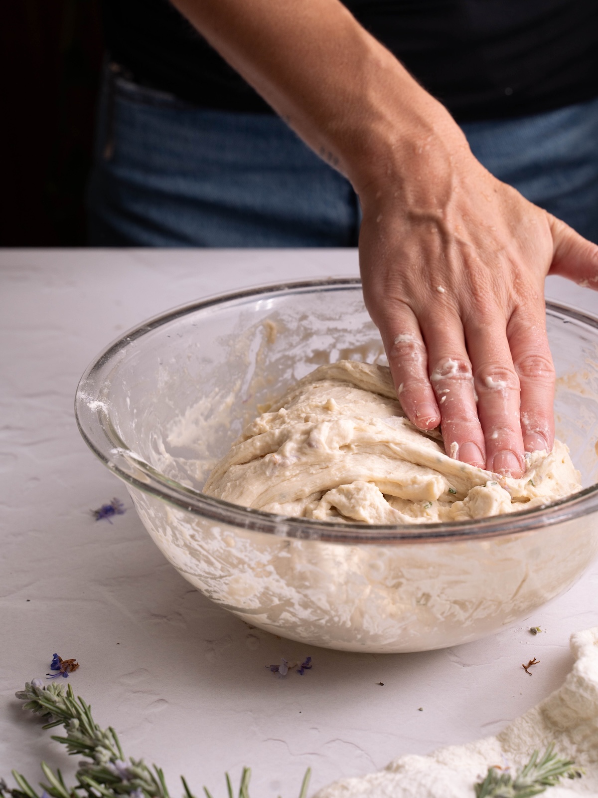 Folding bread dough
