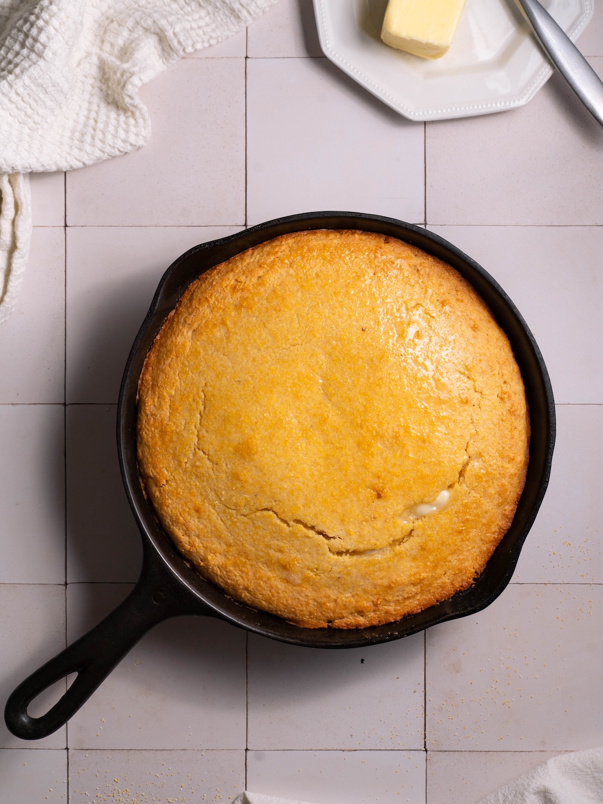 Cast iron cornbread, freshly baked