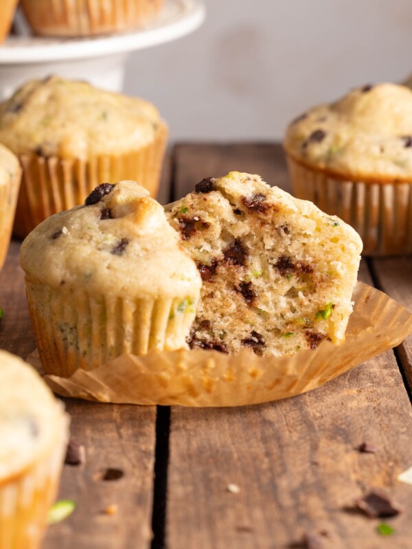 Sourdough discard zucchini muffins with mini chocolate chips