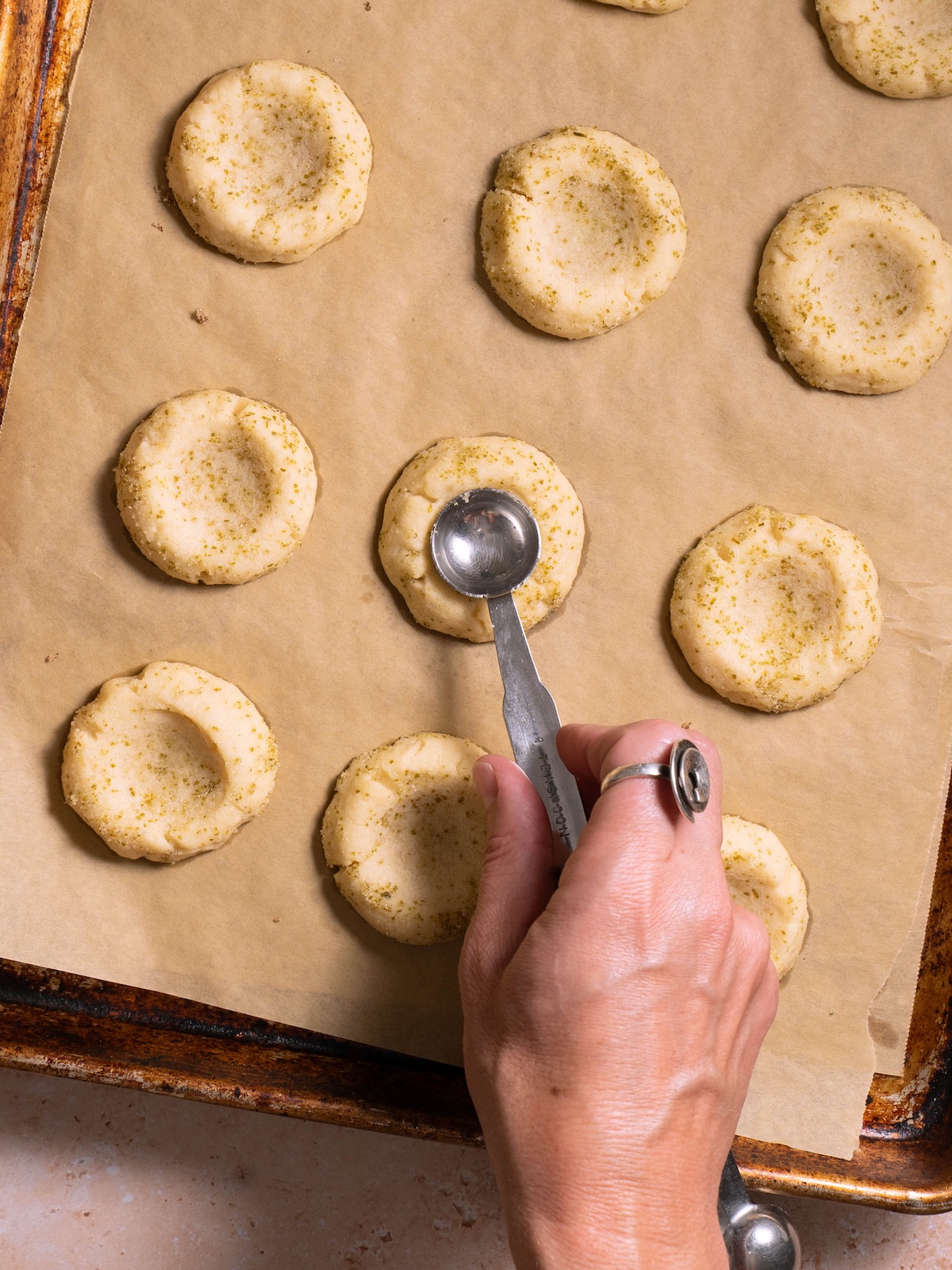 Making an indent in thumbprint cookies