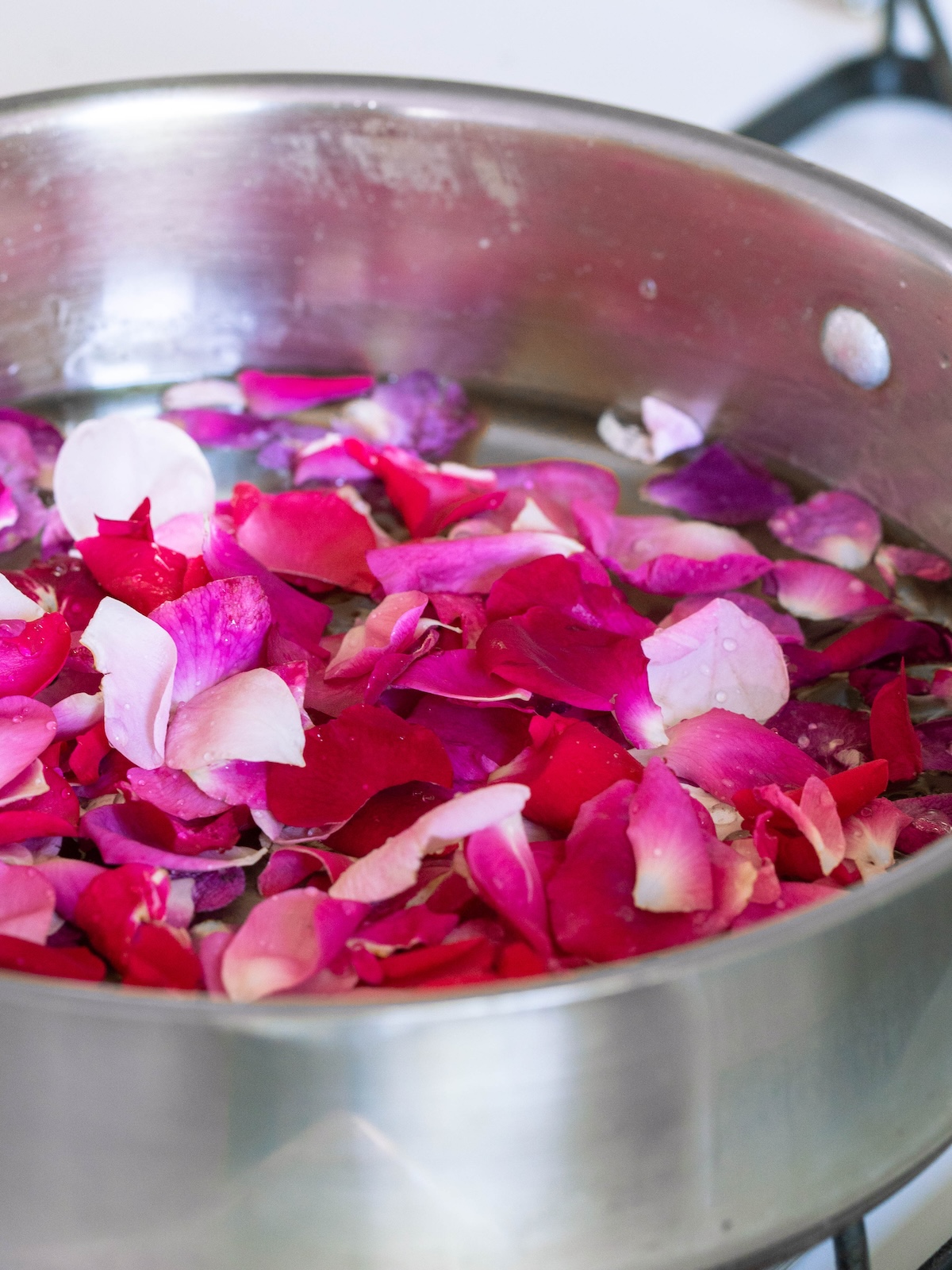 Rose petals in syrup