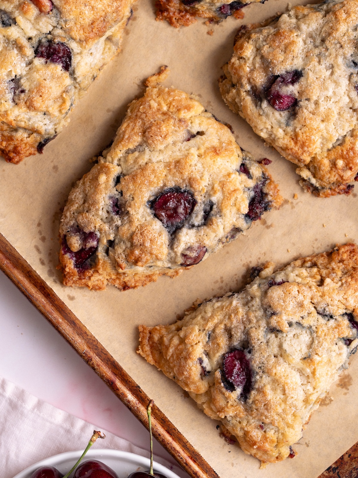 Cherry scones, fresh out of the oven