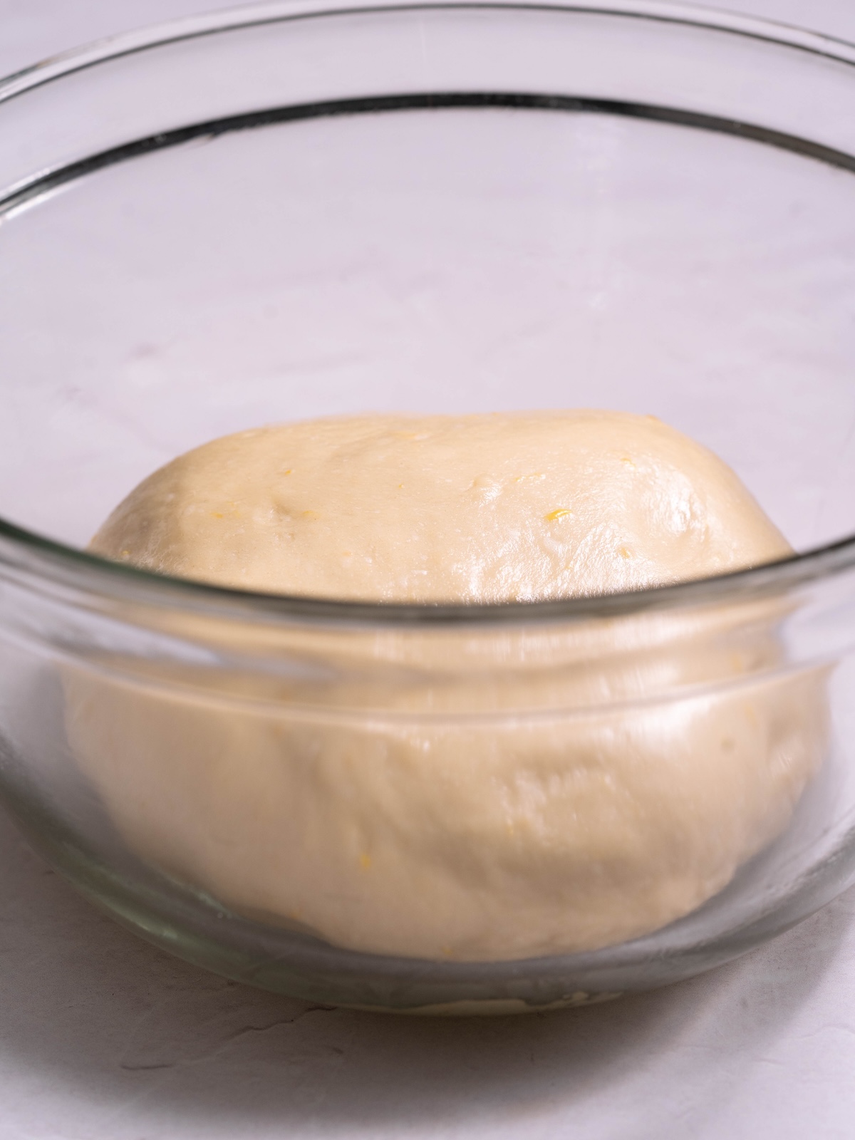 Lemon sweet roll dough after mixing