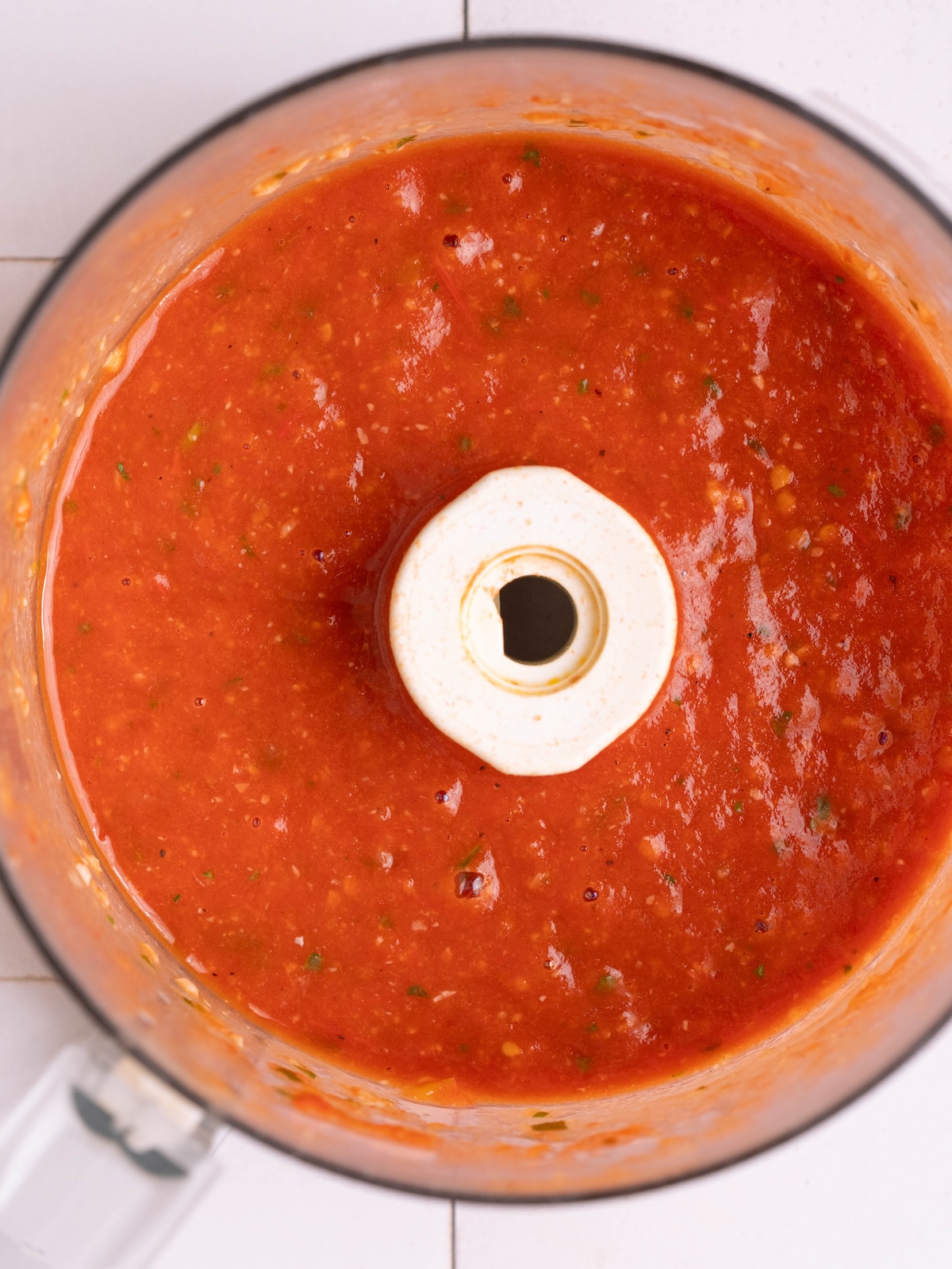 Tomato puree in a food processor