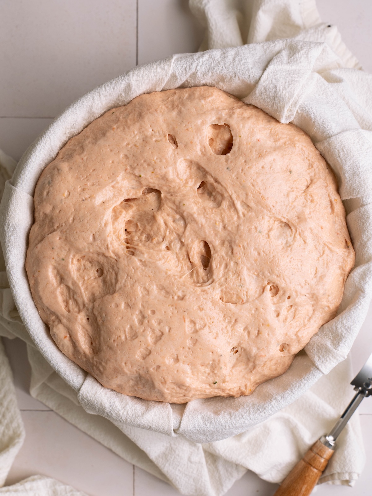 Tomato sourdough after bulk fermentation