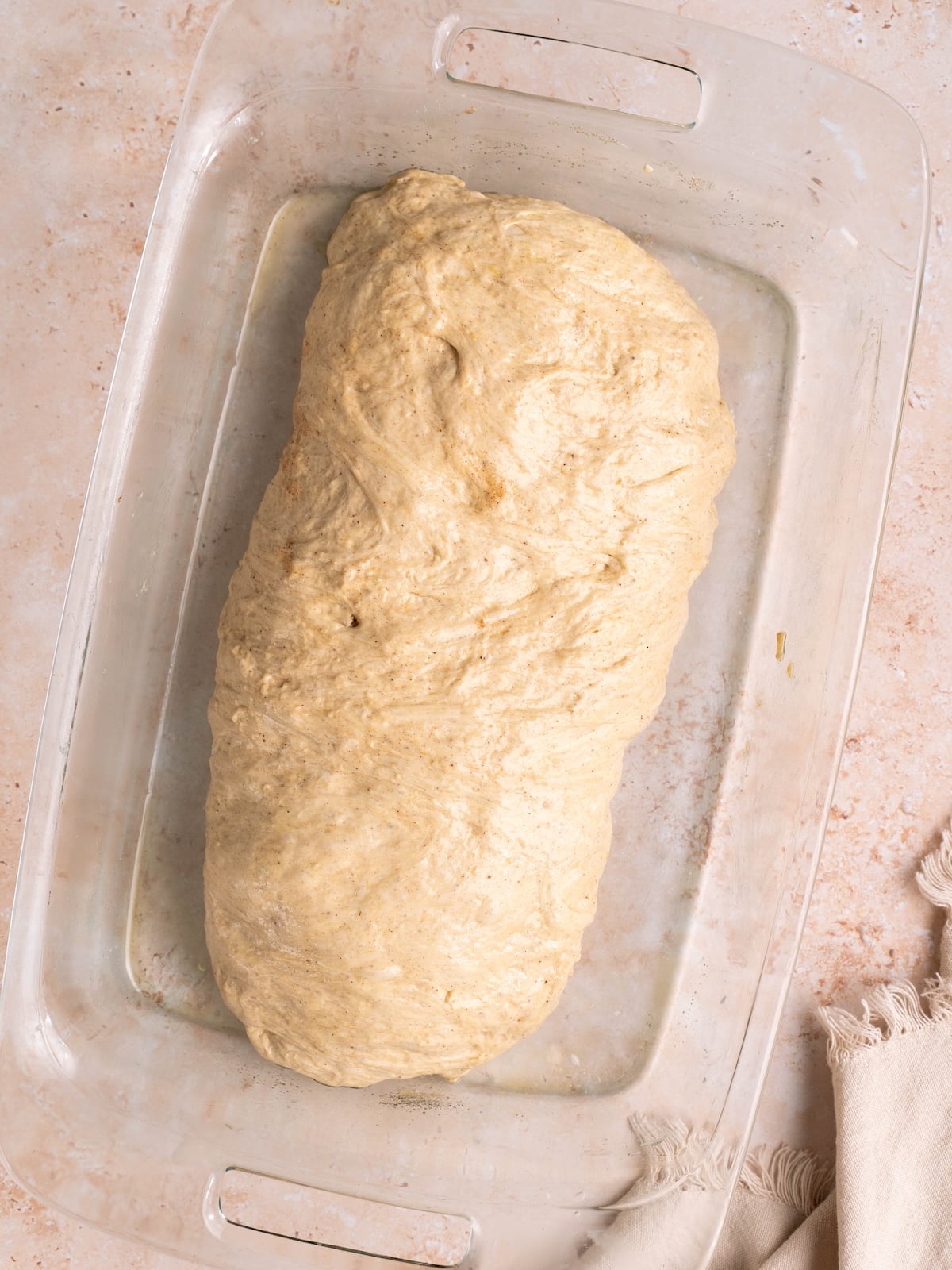 Pumpkin focaccia dough rolled into a log